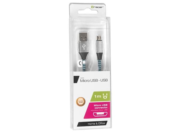 Tracer - USB-kaapeli - Micro-USB Type B (uros) USB:hen (uros) - USB 2.0 - 2.1 A - 1 m - musta, sininen