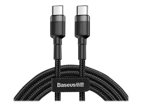 Baseus Cafule - USB-kabel - 24 pin USB-C (hann) til 24 pin USB-C (hann) - USB 2.0 - 20 V - 3 A - 2 m - USB Power Delivery (60W), støtte for Power Del