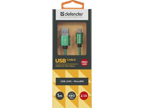 USB Defender cable USB Defender AM-micro BM cable 1m 2.1A green