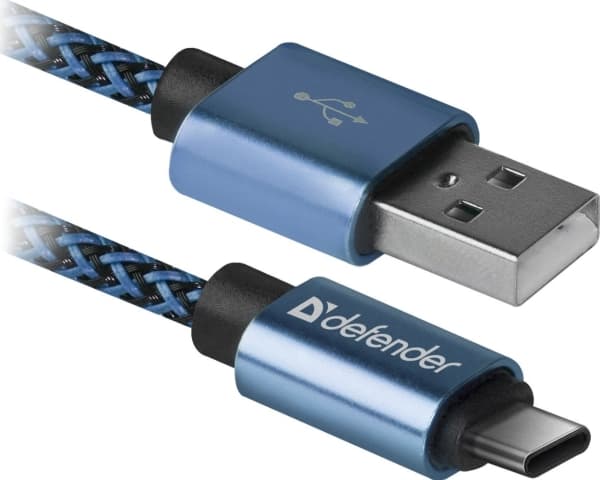 Defender USB-A - USB-C 1 m USB-kaapeli Sininen (87817)