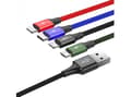 Miniatyrbild 2 av 5: Baseus KB2L435A12BK, Svart, Blå, Grön, Röd, USB A, 2 x Lightning + micro-USB B + USB C, 1,2 m, Hankoppling, Hankoppling