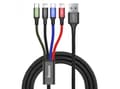 Miniatyrbild 1 av 5: Baseus KB2L435A12BK, Svart, Blå, Grön, Röd, USB A, 2 x Lightning + micro-USB B + USB C, 1,2 m, Hankoppling, Hankoppling