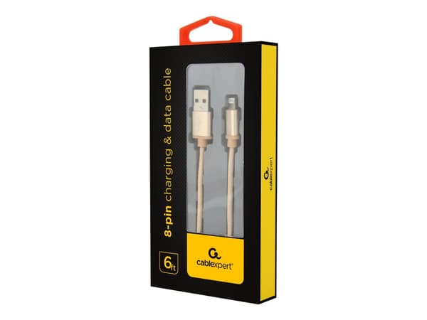 Cablexpert CCB-MUSB2B-AMLM-6-G, 1,8 m, USB A, Lightning, Uros, Uros, Kulta