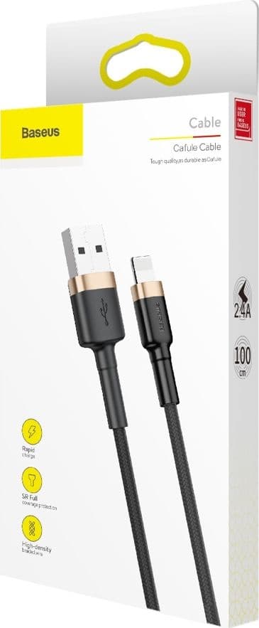 Baseus Cafule, 1 m, Lightning, USB A, Hankjønn, Hankjønn, Svart, Gull