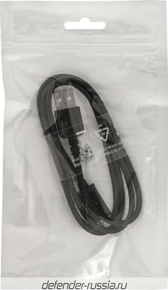 Defender USB-A - 1 m USB-kaapeli Musta (87473)