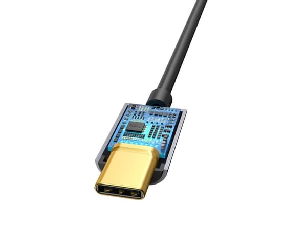 Baseus L54, Sort, Grå, USB C, 3.5mm, Hankjønn, Hunkjønn, Rett