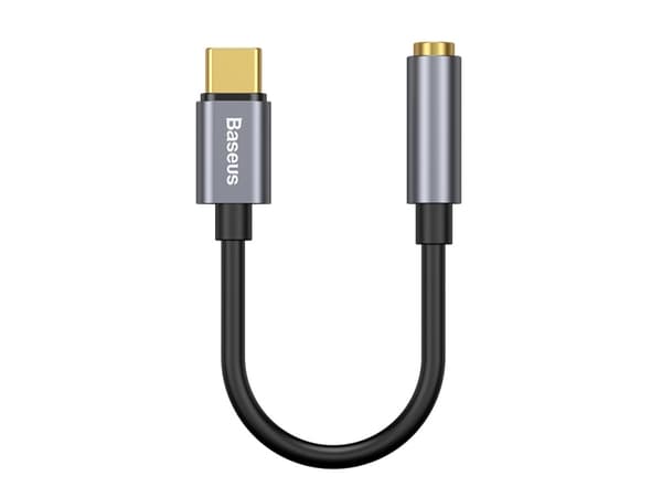 Baseus L54, Svart, Grå, USB C, 3,5mm, Hankoppling, Honkoppling, Rak