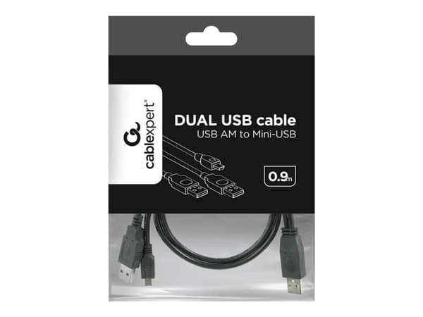 Gembird CCP-USB22-AM5P-3 - USB-kaapeli - mini-USB tyyppi B (uros) - USB (uros) - 90 cm - muotoiltu - musta
