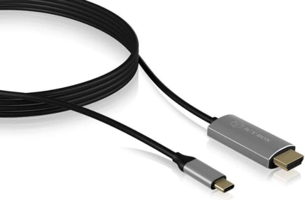 ICY BOX HDMI Tilslutningskabel HDMI-A-stik 1.8 m Sort, Sølv 60373 #####4K UHD HDMI-kabel