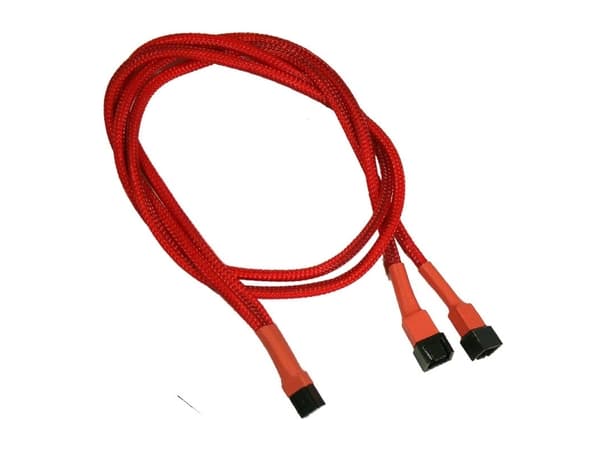 Nanoxia - Viftestrømsplitter - 3-pins Molex (hunn) til 3-pins Molex (hann) - 60 cm - rød