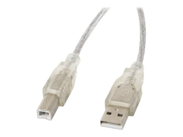 Lanberg - USB-kabel - USB (hane) till USB typ B (hane) - USB 2.0 - 5 m - transparent