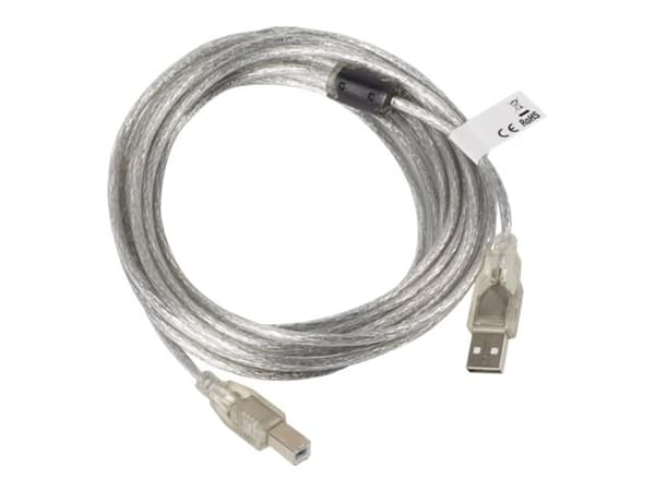 Lanberg - USB-kabel - USB (hane) till USB typ B (hane) - USB 2.0 - 5 m - transparent
