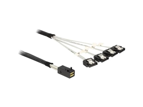 Delock - SATA/SAS-kabel - SAS 6Gbit/s - 4-spors - 4 x Mini SAS HD (SFF-8643) (hann) til SATA (hunn) - 50 cm - låst