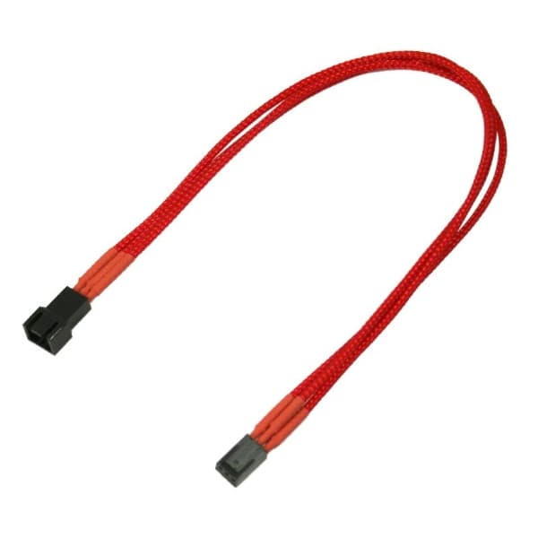 Nanoxia - Forlengelseskabel for viftestrømforsyning - 3 pin internstr (hunn) til 3 pin internstr (hann) - 30 cm - rød