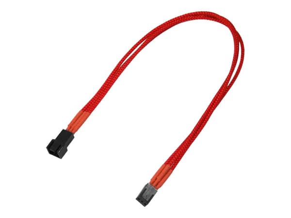 Nanoxia - Forlengelseskabel for viftestrømforsyning - 3 pin internstr (hunn) til 3 pin internstr (hann) - 30 cm - rød