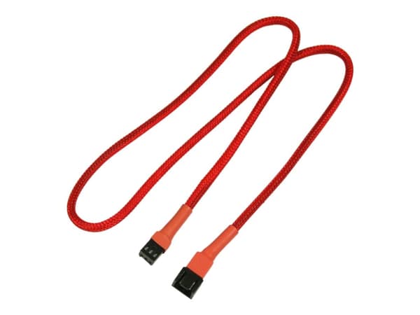 Nanoxia - Forlengelseskabel for viftestrømforsyning - 3 pin internstr (hunn) til 3 pin internstr (hann) - 60 cm - rød