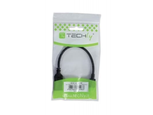 Techly 0.2m USB 2.0 Micro B - USB 2.0 A M/F, 0,2 m, Micro-USB B, USB A, USB 2.0, Hane/Hona, Svart