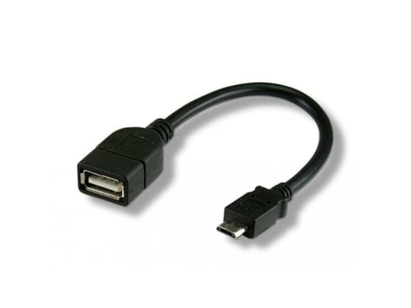 Techly 0.2m USB 2.0 Micro B - USB 2.0 A M/F, 0,2 m, Micro-USB B, USB A, USB 2.0, Hane/Hona, Svart