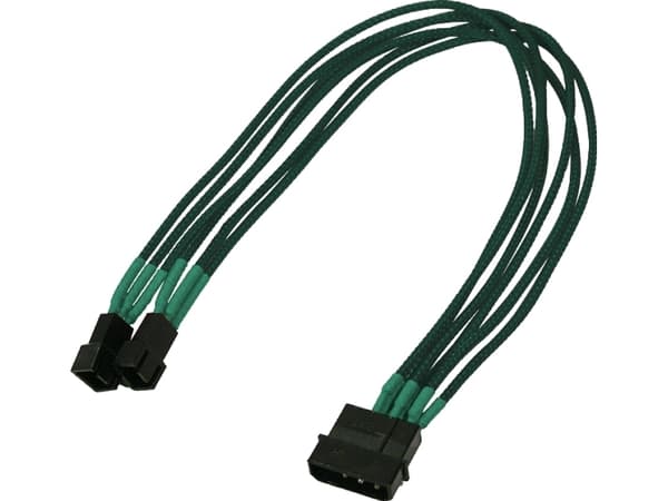 Nanoxia - Fläktadapter - 3 PIN intern effekt (hane) till 4-stifts intern strömingång (endast fläkt) (hane) - 30 cm - grön
