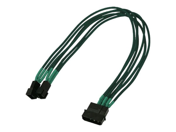 Nanoxia - Fläktadapter - 3 PIN intern effekt (hane) till 4-stifts intern strömingång (endast fläkt) (hane) - 30 cm - grön