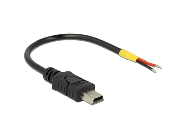 Delock USB 2.0 Micro-B male > 2 x open wires - Strømkabel - Micro-USB type B (kun strøm) (hann) til uisolert tråd - 10 cm - svart