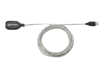 Manhattan 519779, 5 m, USB A, USB A, USB 2.0, Hanstik/Hunstik, Sølv