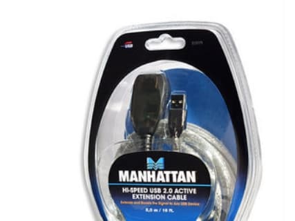 Manhattan 519779, 5 m, USB A, USB A, USB 2.0, Hanstik/Hunstik, Sølv