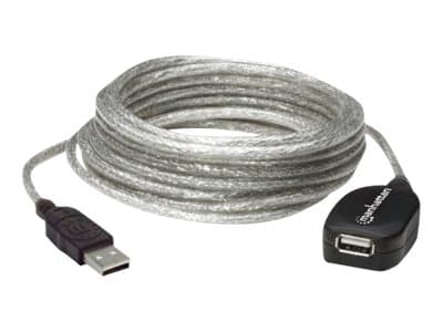 Manhattan 519779, 5 m, USB A, USB A, USB 2.0, Hanstik/Hunstik, Sølv
