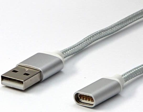 USB cable Red Fighter Magnetic klabel USB (2.0), USB A M- Magnetická konovka, 1 m, silver