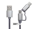 Miniatyrbilde 4 av 5: iGET G2V1, 1 m, USB A, USB C/Micro-USB A, Metallisk, Sølv