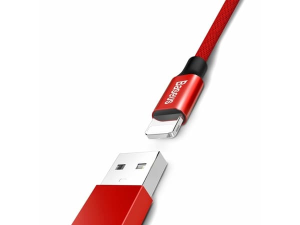 Baseus 6953156253001, Röd, USB A, Lightning, 1,2 m, Hanstik, Hanstik