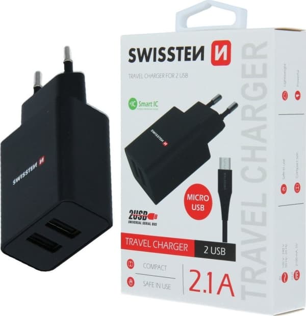 Swissten laturi 2x USB-A 2.1 A (22052000)