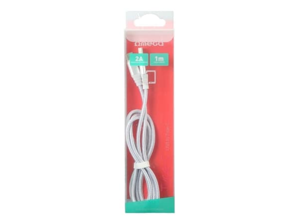 Omega OUFBB3LBOXS, 1,5 m, USB A, USB 2.0, Sølv