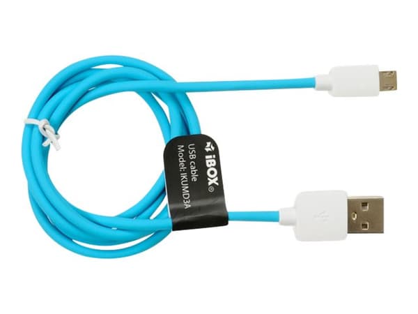 iBOX - USB-kabel - USB (hane) till mikro-USB typ B (hane) - 3 A - 1 m - blå