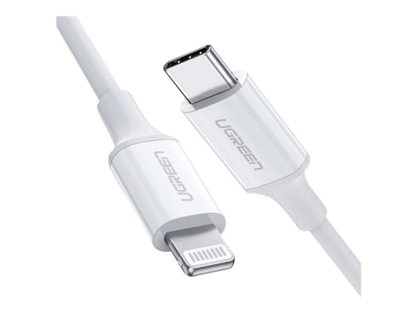 Ugreen 10493, 1 m, USB C, USB C/Lightning, Naaras, Uros, Valkoinen