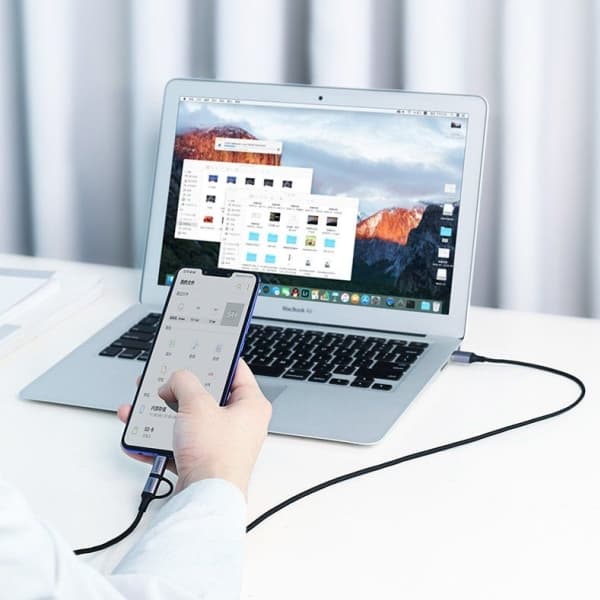 USB 2-i-1 UGREEN Typ-C / Micro USB-kabel, QC 3.0, 1 m (svart)