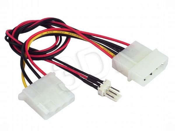 Gembird CC-PSU-5 - Puhaltimen virtasovitin - 4-pinninen sisäinen virta (uros) 4-pinniseen sisäiseen virtalähteeseen, 3-pinninen sisäinen virtalähde 1