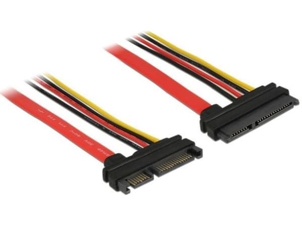 Delock - SATA-forlengelseskabel - Serial ATA 150/300/600 - SATA-kombo (P) til SATA-kombo (R) - 10 cm - svart, gul, rød