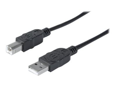 Manhattan 333368, 1,8 m, USB A, USB B, USB 2.0, Hane/Hane, Svart