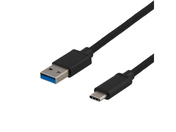 DELTACO - USB-kabel - USB typ A (hane) till 24 pin USB-C (hane) - USB 3.1 Gen 1 - 3 A - 1 m - svart