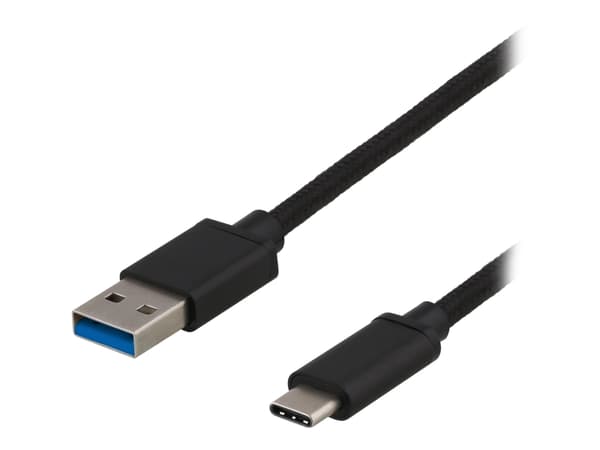 DELTACO - USB-kabel - USB typ A (hane) till 24 pin USB-C (hane) - USB 3.1 Gen 1 - 3 A - 1 m - svart