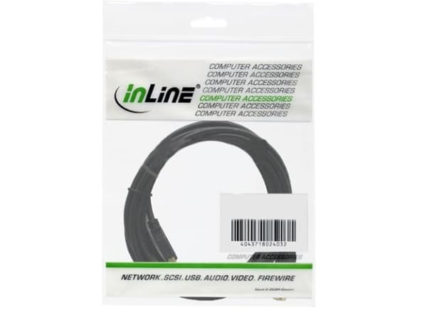 InLine 4043718111077, 5 m, USB A, USB A, USB 2.0, Musta