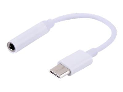 SAVIO AK-35 - USB-C till uttagsadapter för hörlurar - 24 pin USB-C hane till mini-phone stereo 3.5 mm hona - 12 cm - vit