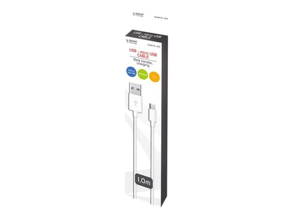 SAVIO CL-123 - USB-kabel - Micro-USB type B (hann) til USB (hann) - USB 2.0 - 2.1 A - 1 m - hvit