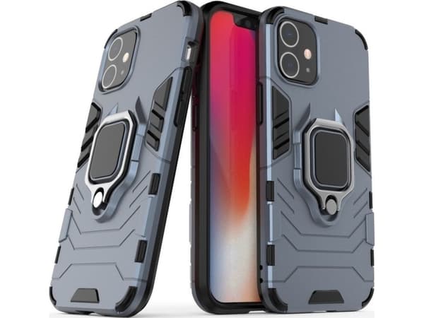 Hurtel Ring Armor panssaroitu hybridi tapauksessa kansi + magneettinen haltija iPhone 12 mini sininen universaali