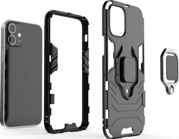 Hurtel Ring Armor panssaroitu hybridi tapauksessa kansi + magneettinen haltija iPhone 12 mini sininen universaali