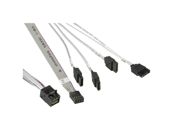 Supermicro - SAS intern kabel - med sidebånd - crossover - 4 x Mini SAS HD (SFF-8643) (hann) til SATA, sidebånd (hunn) - 55 cm