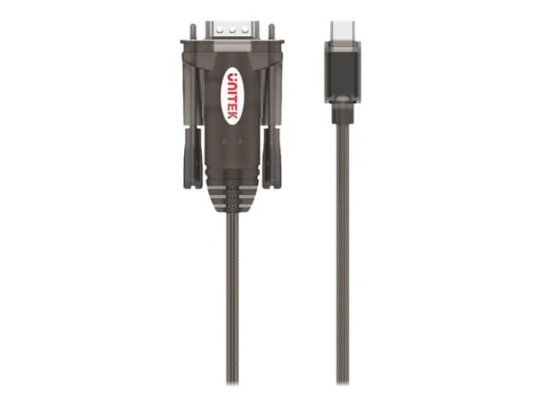 Unitek Y-1105K - USB / seriell kabel - 24 pin USB-C (hane) till RS-232 (hane) - 1.5 m - USB-ström, tumskruvar - svart