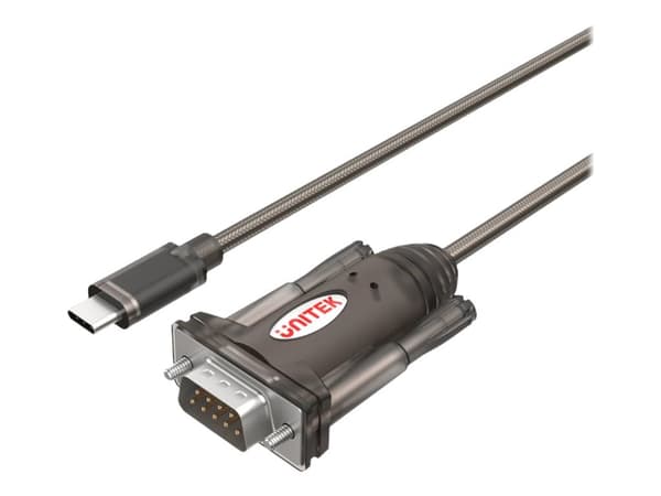 Unitek Y-1105K - USB / seriell kabel - 24 pin USB-C (hane) till RS-232 (hane) - 1.5 m - USB-ström, tumskruvar - svart