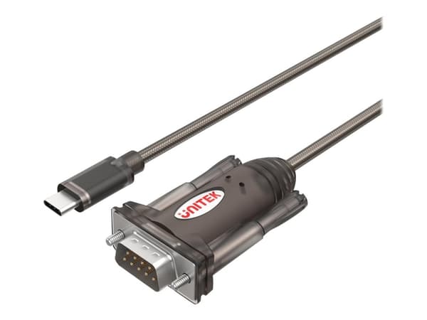 Unitek Y-1105K - USB / seriell kabel - 24 pin USB-C (hane) till RS-232 (hane) - 1.5 m - USB-ström, tumskruvar - svart